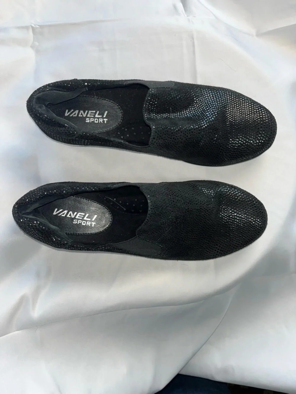 Vaneli Black Slip-On Loafers with Subtle Sheen